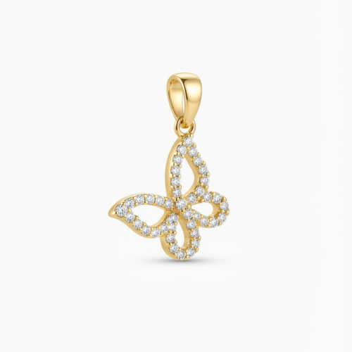 1789711770104 (1) Butterfly Pendant with American Diamonds