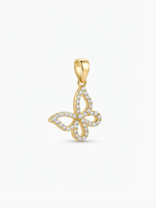 1789711770104 (1) Butterfly Pendant with American Diamonds